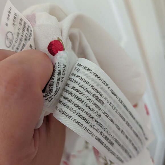 NWT | Abercrombie & Fitch | Cherry Mini Dress | White/Red | Size L - Picture 4 of 8